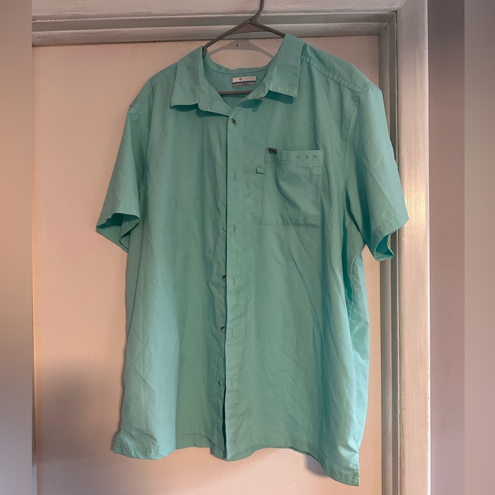 Columbia PFG Men's Light Green Short Sleeve Shirt Xl